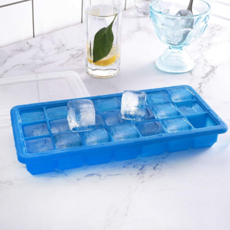 Silicagel 21 ijsrooster huishoudelijk ijsblok 21 koffer met dekselvorm, bevroren hulpvoedselbox ijsrooster kan worden aangepast met label