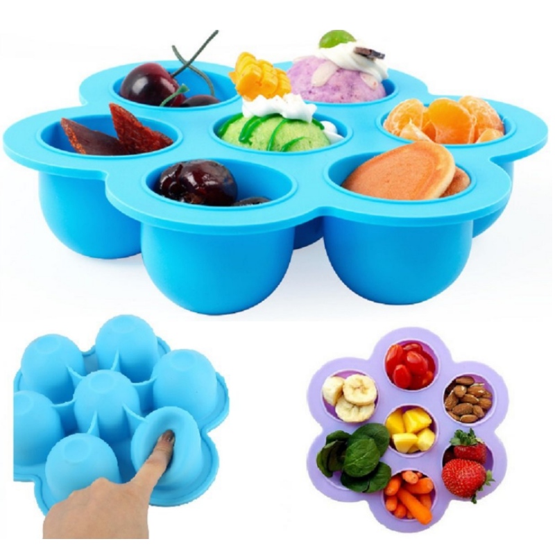 Silicon food box 7-hole multi-functionele ijs rooster baby voedsel box baby voedsel draagbaar