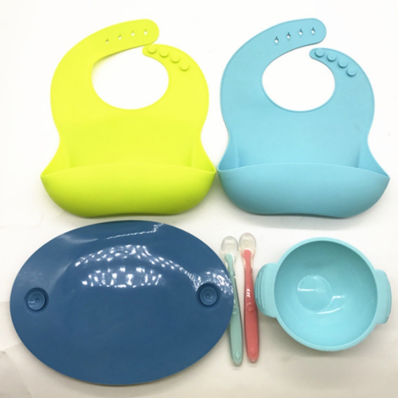 Silicon geïntegreerde ovale smiley plaat Silicon Baby Bib's smiley face plaat